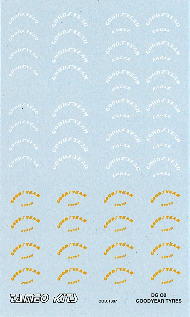 Tameo Kits DG 02 decal Goodyear giallo bianco 1 pezzo
