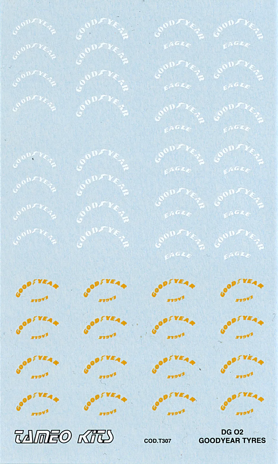 Tameo Kits DG 02 decal Goodyear giallo bianco 1 pezzo