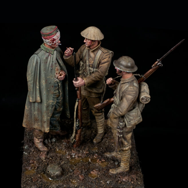 Model Cellar WWI British Infantry with Wounded German figurino WWI