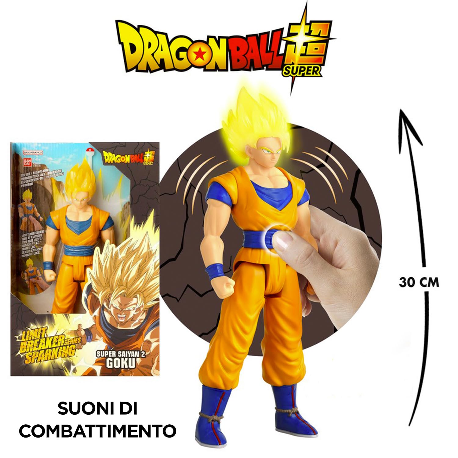 Bandai Dragon Ball Super Saiyan 2 Goku action figure 30 cm luci suoni