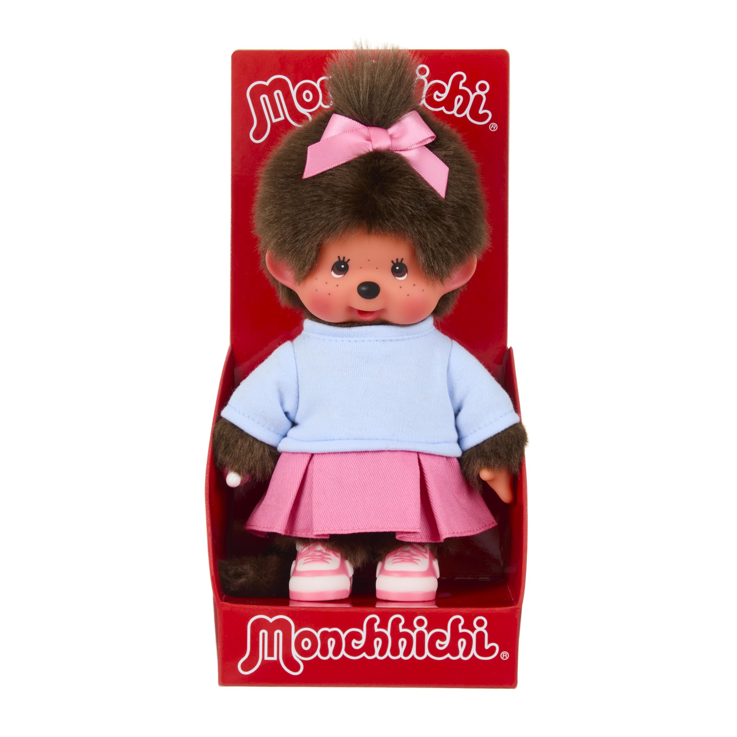 Monchhichi peluche gonna rosa sneakers 20 cm