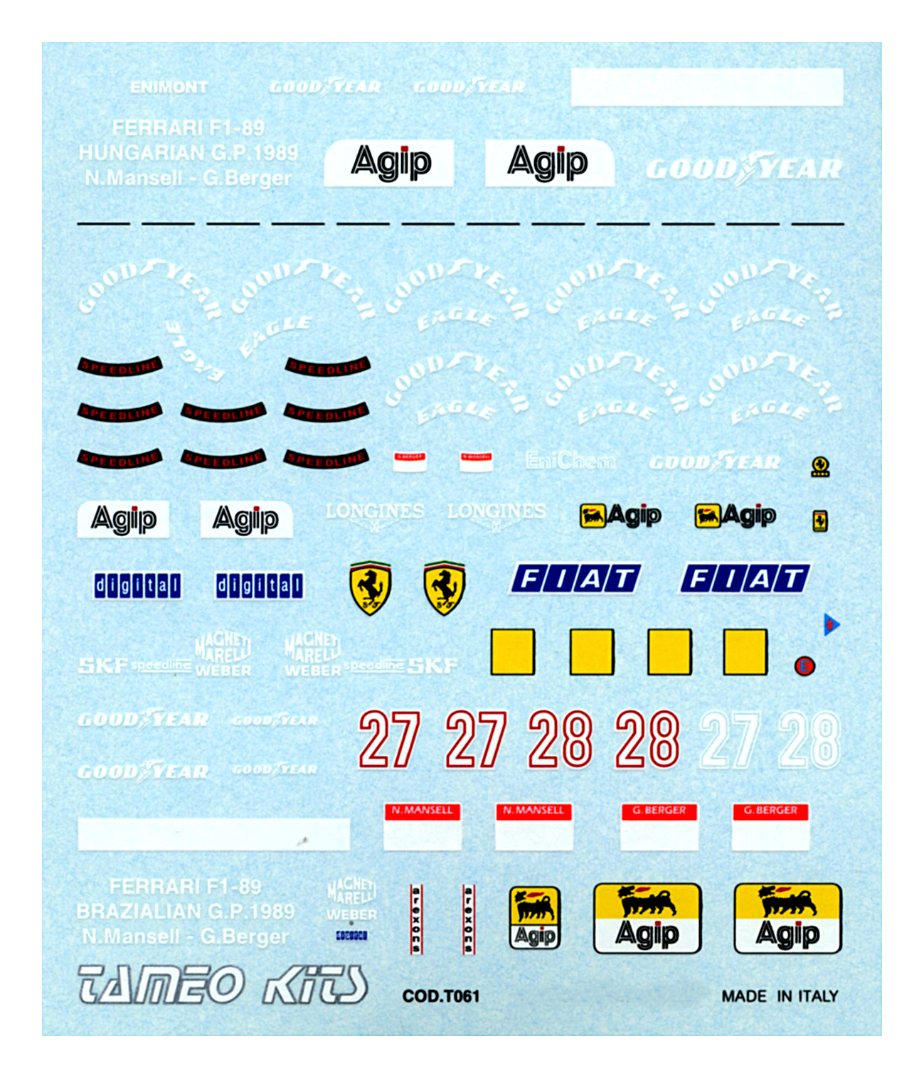 Tameo Kits TMK 110 kit montaggio scala 1/43 F1