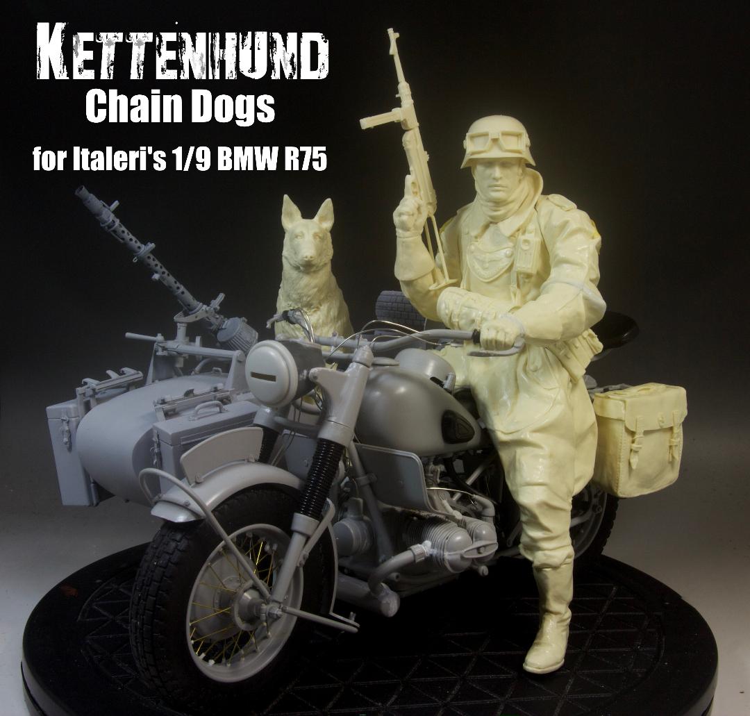 Model Cellar Kettenhund BMW R-75 Motorcycle Rider 1/9 figurino