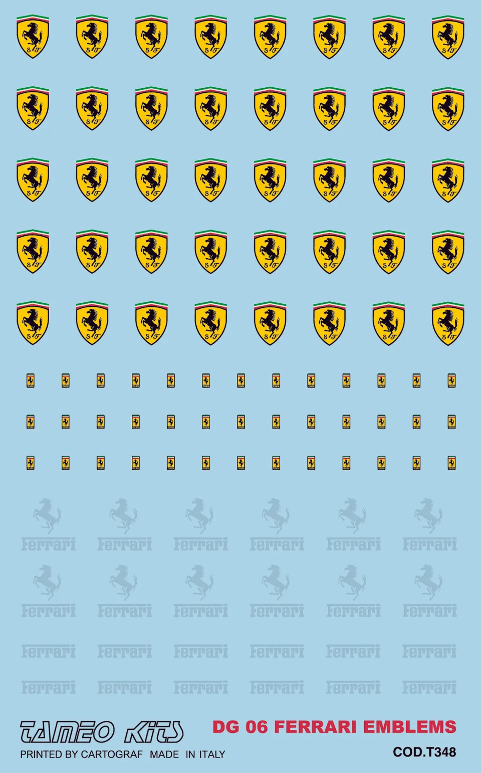 Tameo Kits DG 06 emblemi Ferrari kit dettaglio 1 pezzo