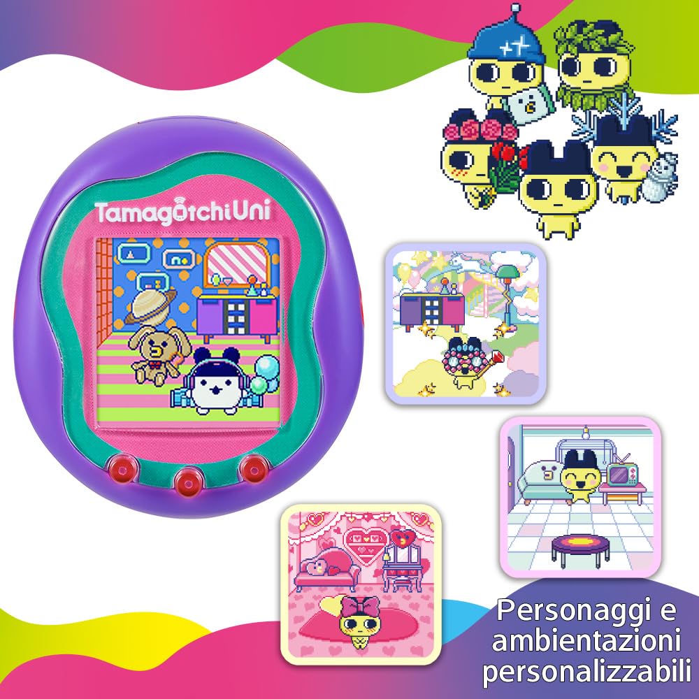Tamagotchi Uni 43352 animale virtuale viola WiFi con cinturino