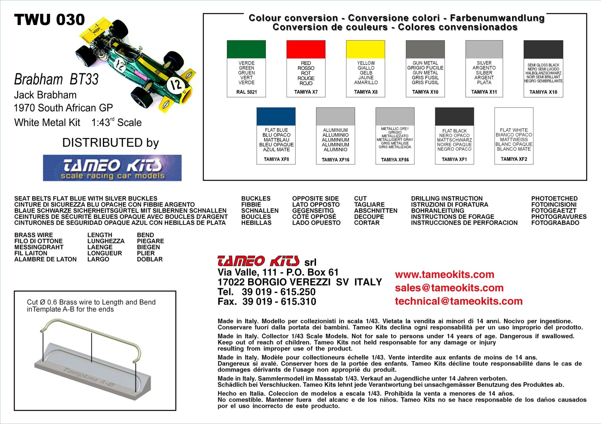 TAMEO Kits TWU 030 kit 1/43 in metallo