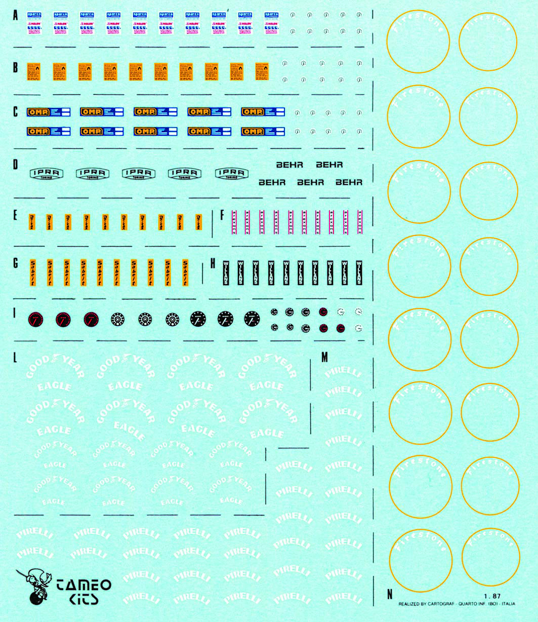 TAMEO Kits DG 01 Decal Sponsor 1/43 138 Pezzi
