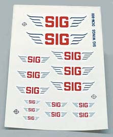 SIG Wing Decals foglio decal 6,5"x4" ali