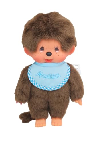 Monchhichi peluche bavaglino celeste 20 cm anni 80