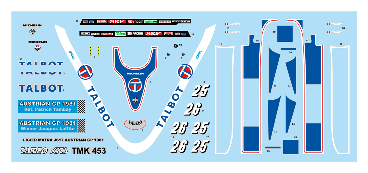 Tameo Kits TMK 453 Ligier JS17 kit 1/43 metallo