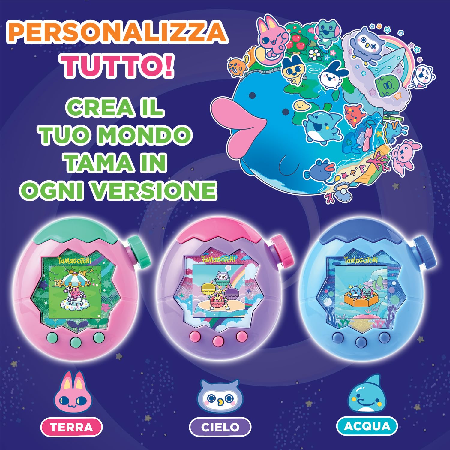 Tamagotchi Paradise Acqua animale virtuale blu interattivo