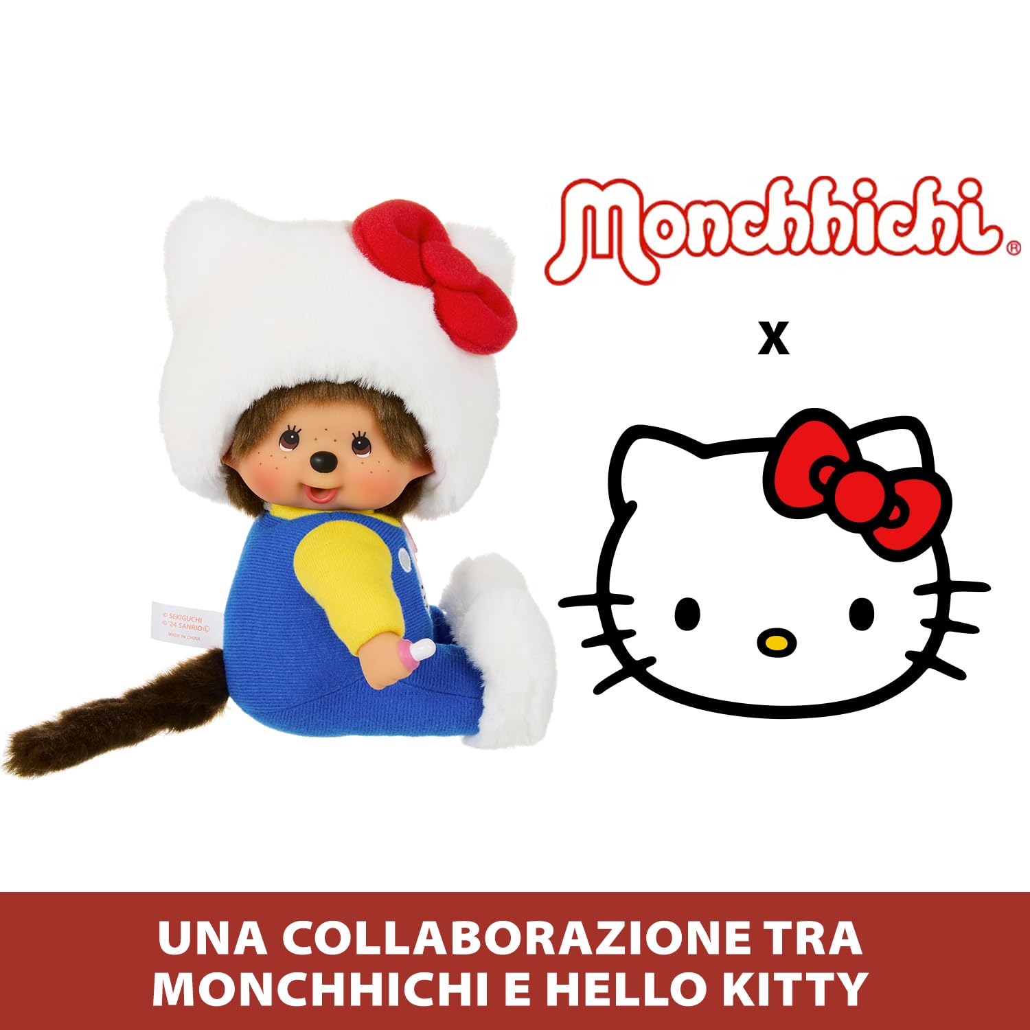 Monchhichi Hello Kitty Seduto peluche 20 cm morbido