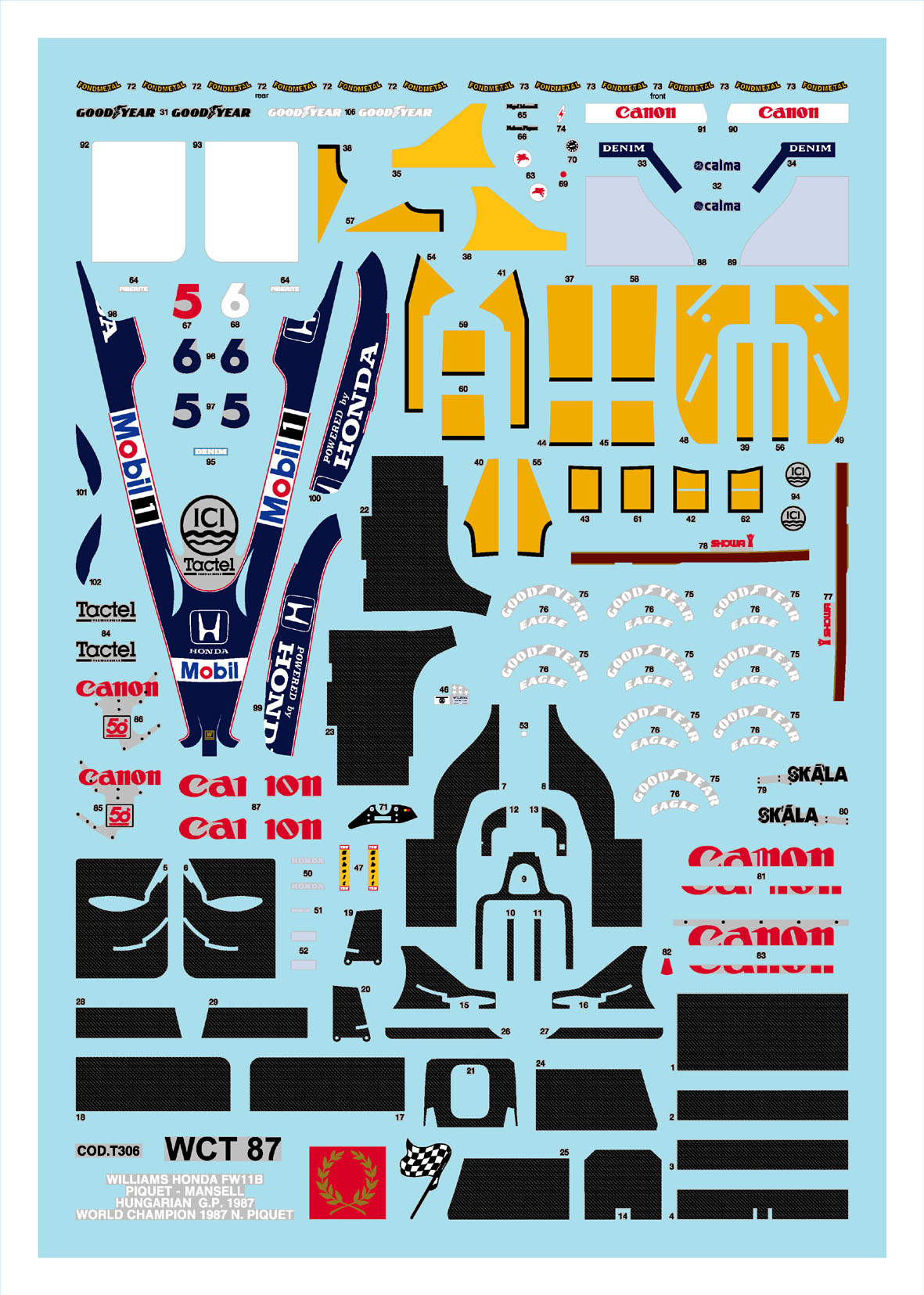 Tameo Kits WCT 87 kit 1/43 Williams FW11B Ungheria 1987