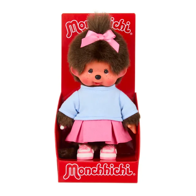 Monchhichi peluche gonna rosa sneakers 20 cm