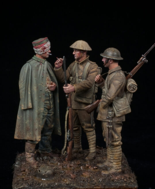 Model Cellar WWI British Infantry with Wounded German figurino WWI