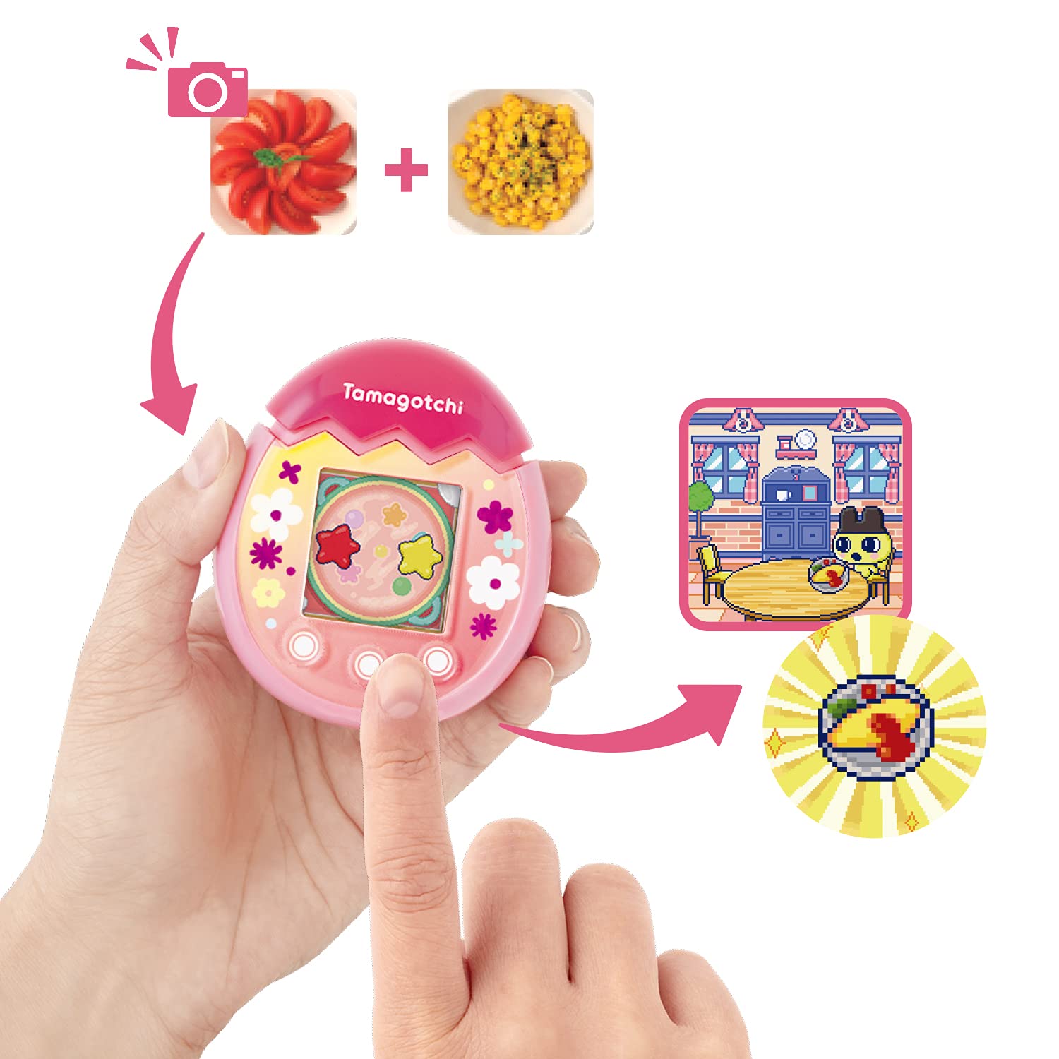 Tamagotchi Pix 42901 animale virtuale Floral rosa con fotocamera