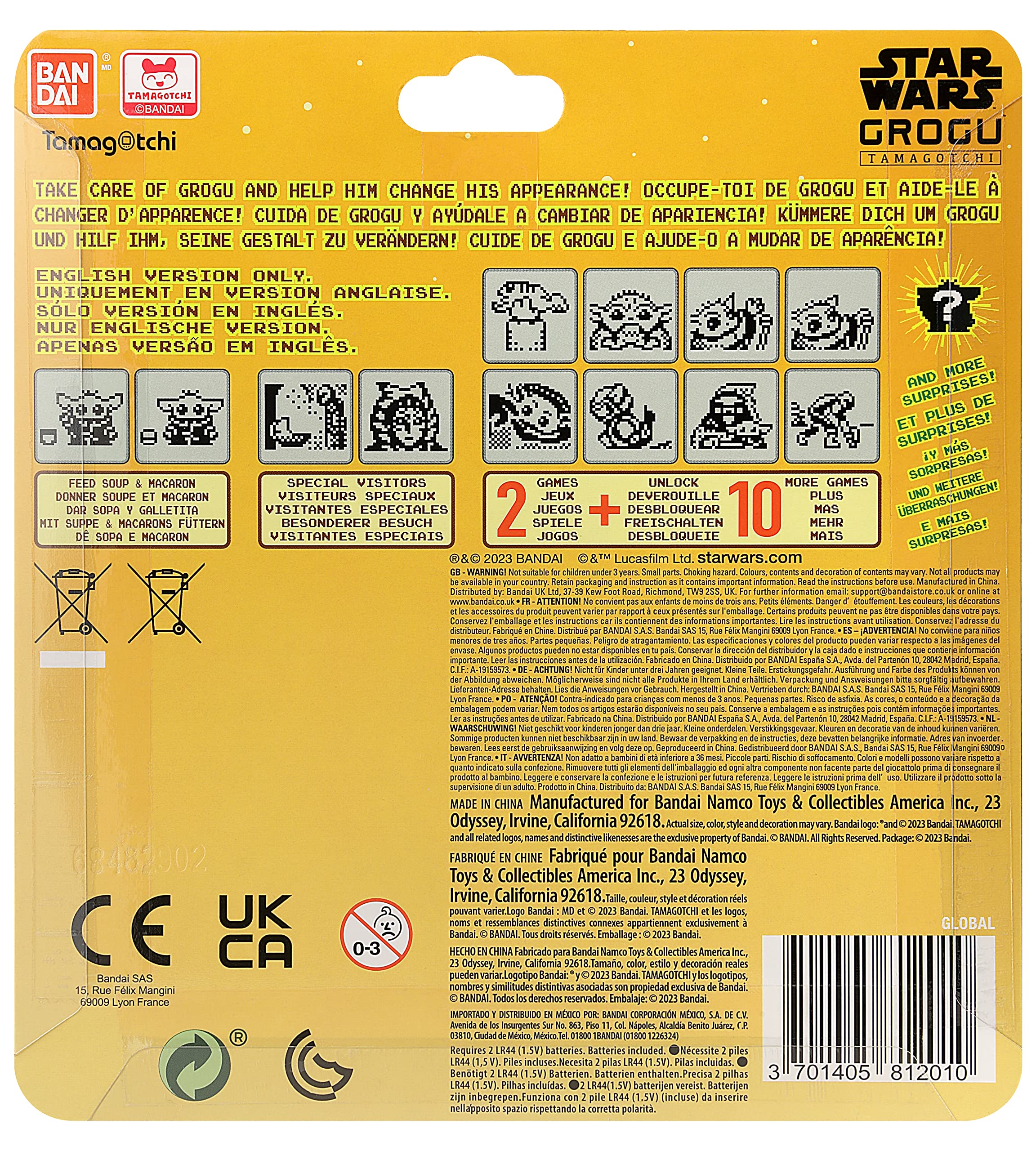 Bandai Tamagotchi Nano Grogu Blu animale virtuale con cover