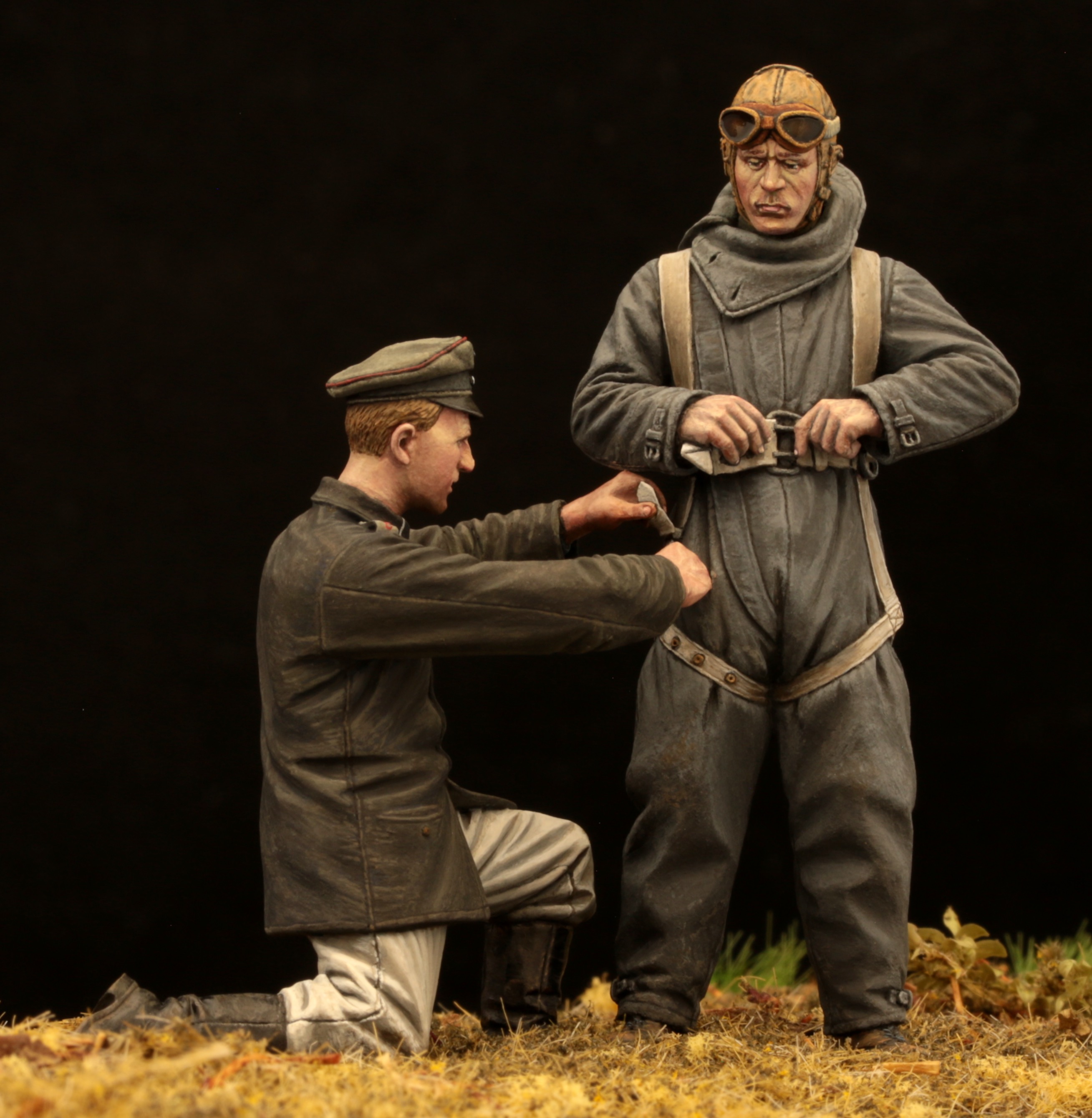 Model Cellar Pilota Tedesco Heinecke Kit Figure WWI Pilota e Meccanico