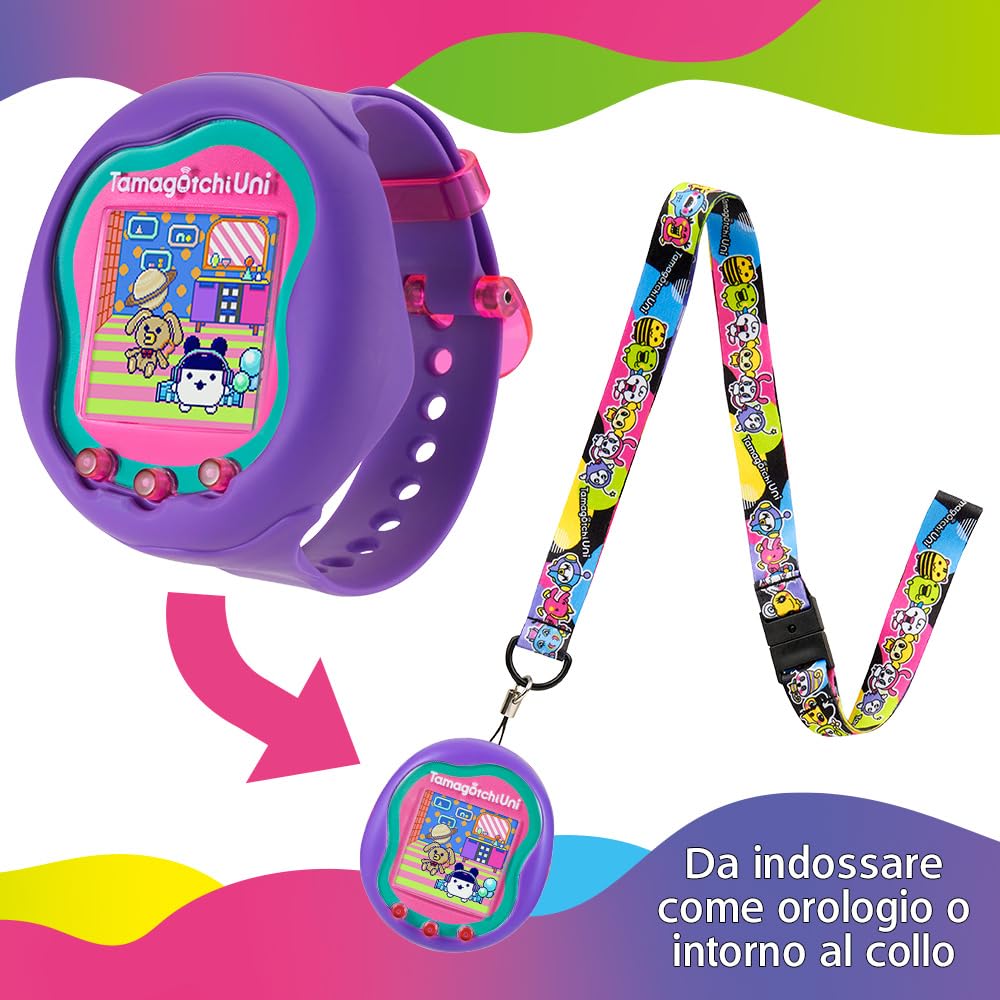 Tamagotchi Uni 43352 animale virtuale viola WiFi con cinturino