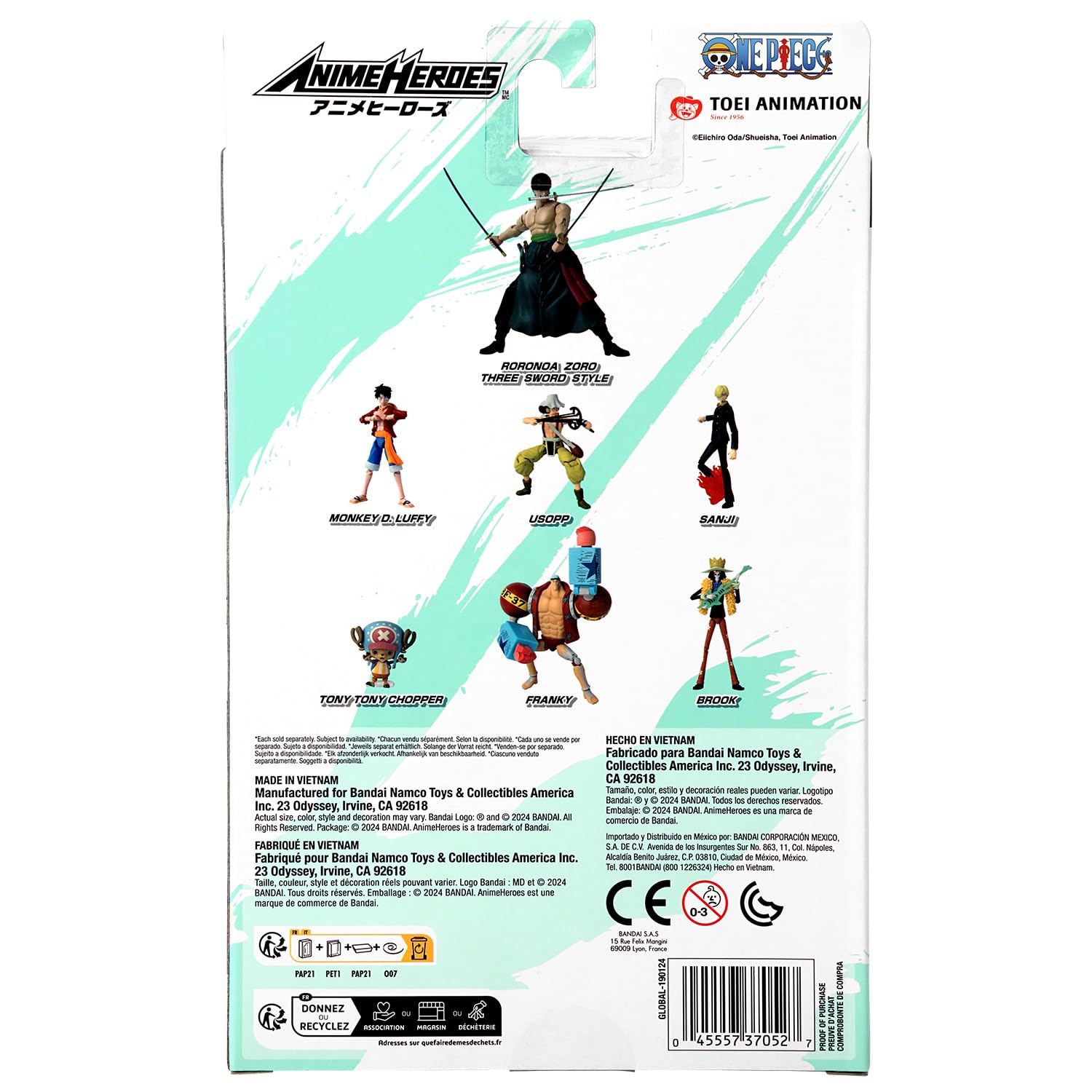 Bandai Anime Heroes Roronoa Zoro Three Sword action figure 17 cm