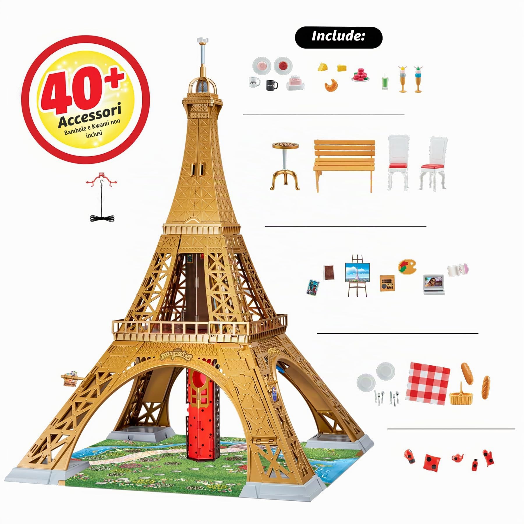 Bandai Miraculous Playset Deluxe Paris torre 120 cm 40 accessori