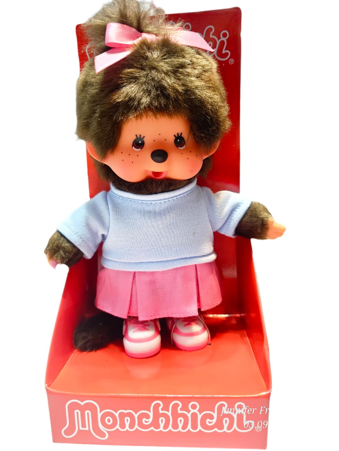 Monchhichi peluche gonna rosa sneakers 20 cm