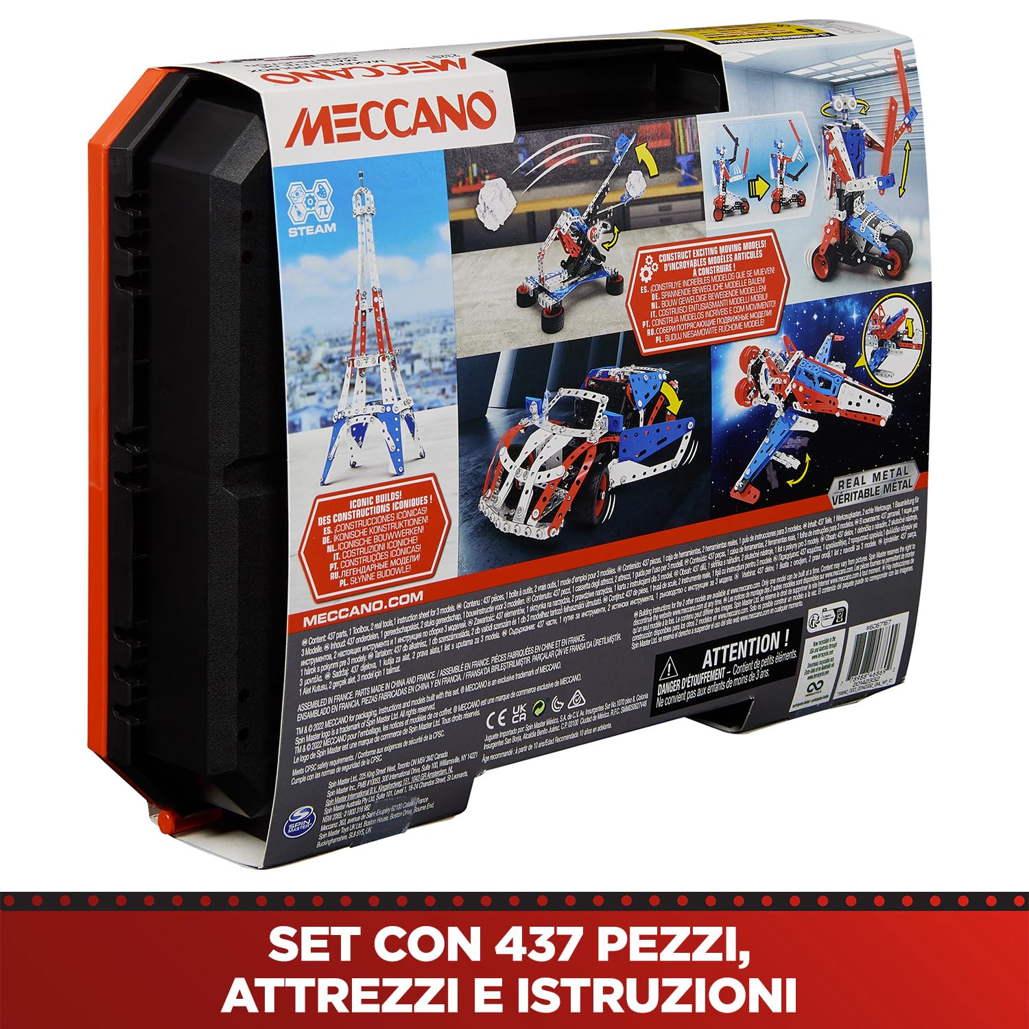 Meccano Valigetta Costruzione 5 in 1 kit 437 pezzi metallo