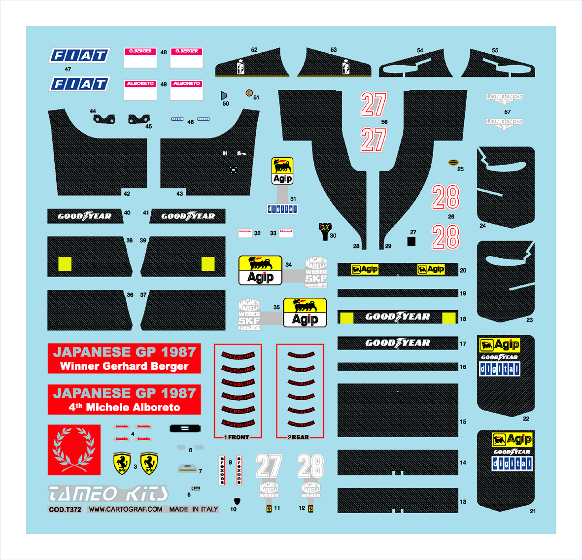 Tameo Kits TMK 376 kit montaggio scala 1/43 F1