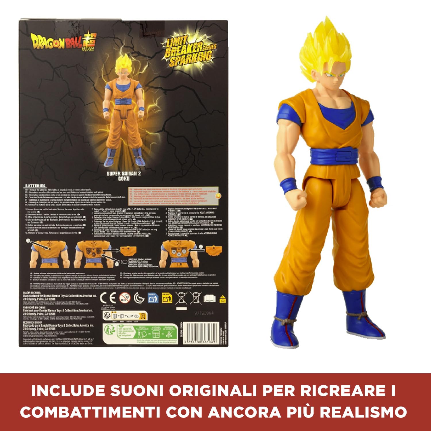 Bandai Dragon Ball Super Saiyan 2 Goku action figure 30 cm luci suoni