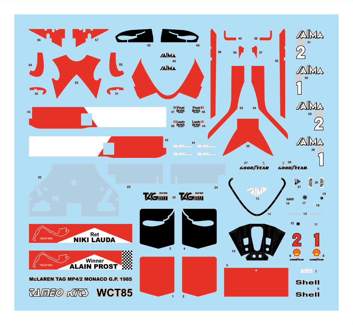 TAMEO Kits WCT 85 McLaren MP4/2B kit 1/43 metallo