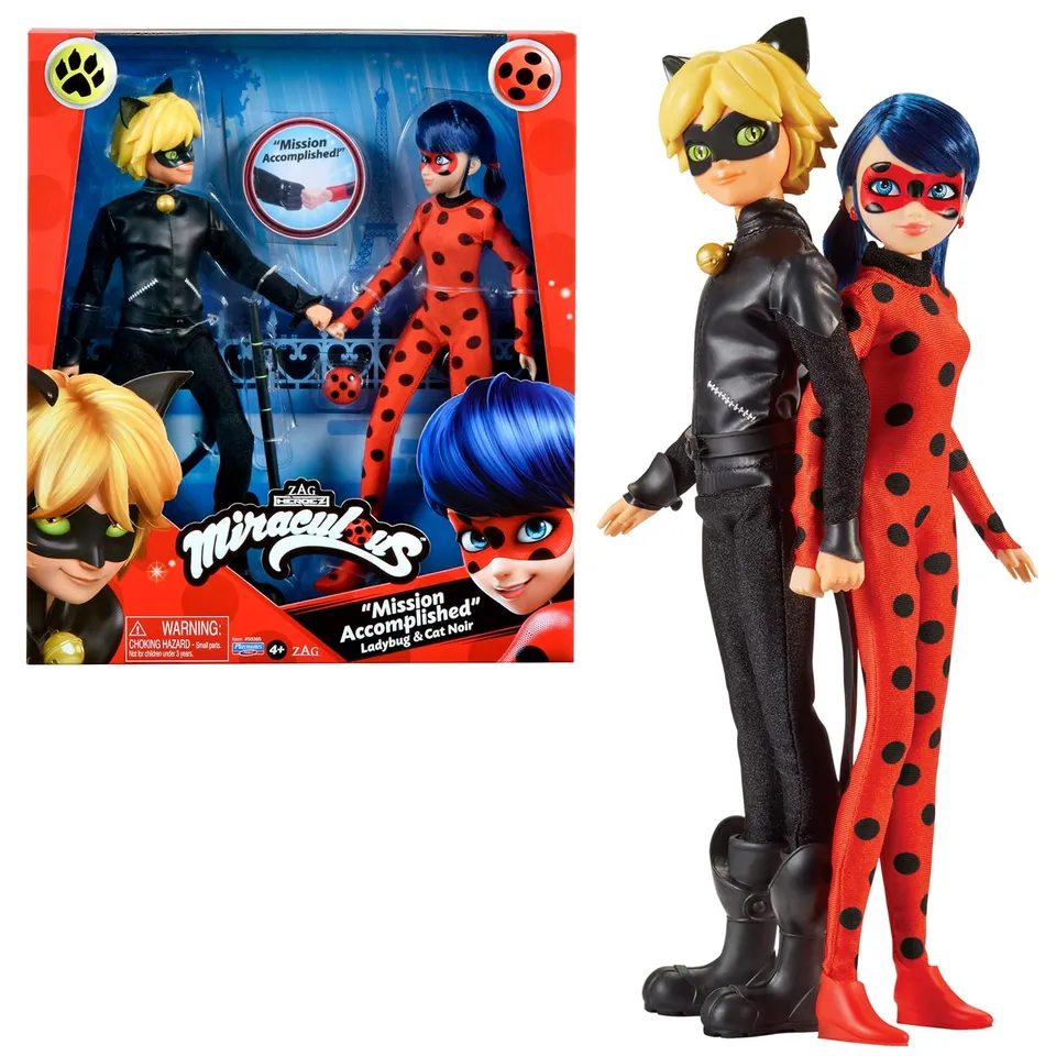 Miraculous Ladybug e Chat Noir bambole 26 cm set 2 pezzi