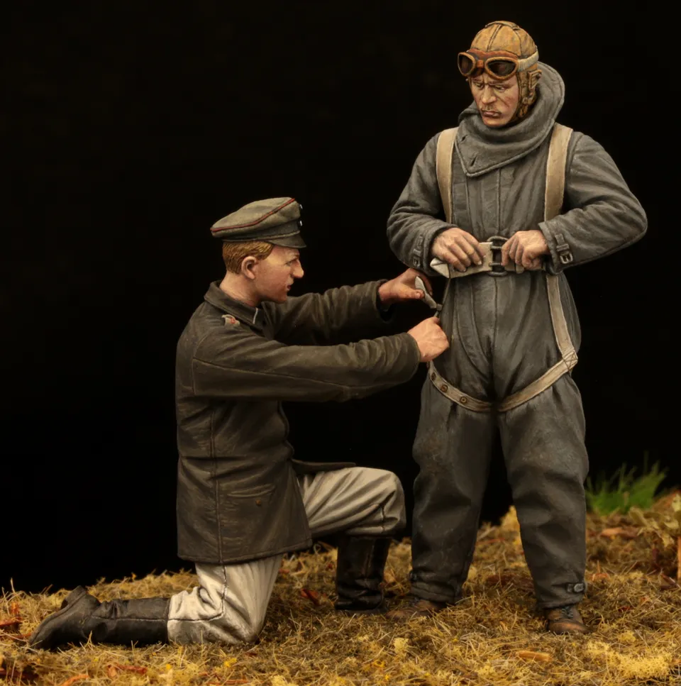 Model Cellar Pilota Tedesco Heinecke Kit Figure WWI Pilota e Meccanico