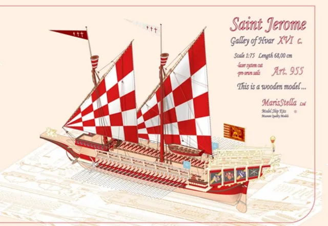 MarisStella San Girolamo 68cm kit modello galea legno 1:75 Lepanto