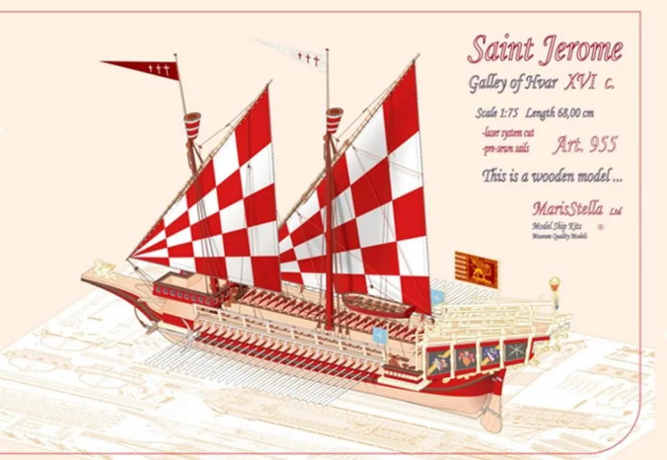 MarisStella San Girolamo 68cm kit modello galea legno 1:75 Lepanto