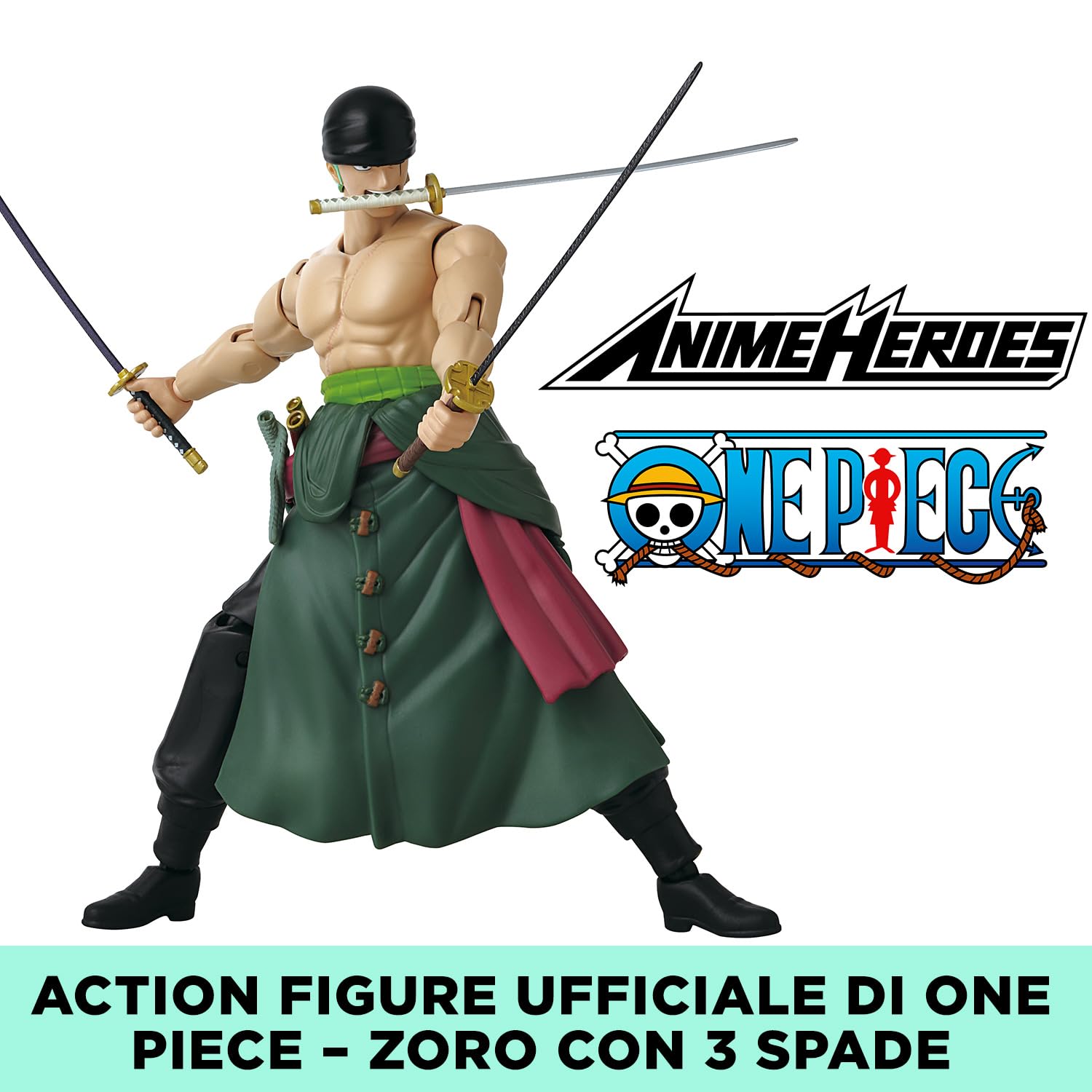 Bandai Anime Heroes Roronoa Zoro Three Sword action figure 17 cm