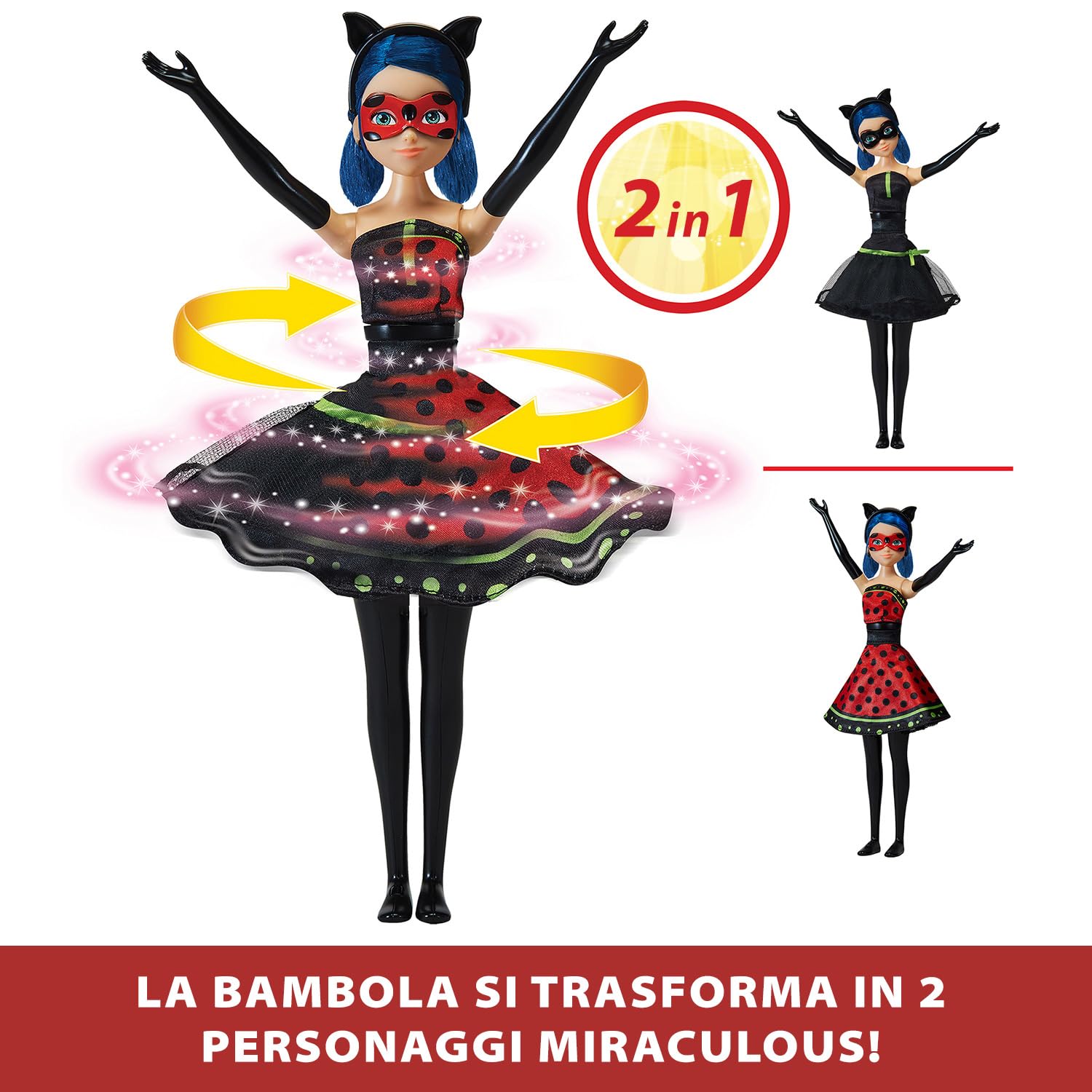 Bandai Miraculous Ladybug Trasformante bambola 26 cm Lady Noire