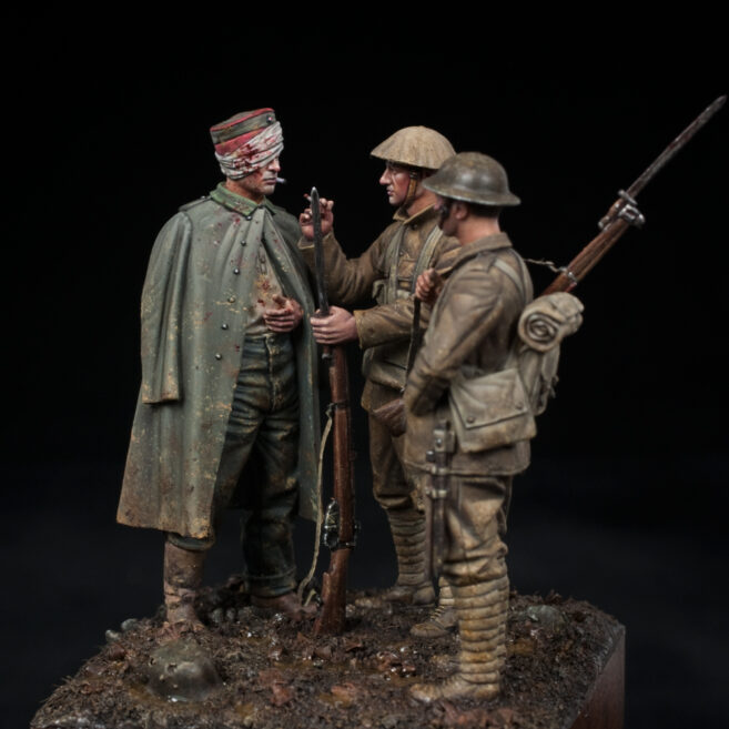 Model Cellar WWI British Infantry with Wounded German figurino WWI