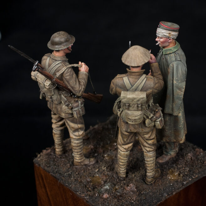 Model Cellar WWI British Infantry with Wounded German figurino WWI