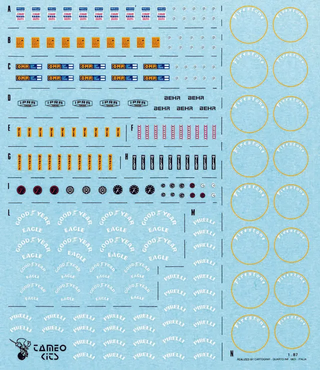 TAMEO Kits DG 01 Decal Sponsor 1/43 138 Pezzi
