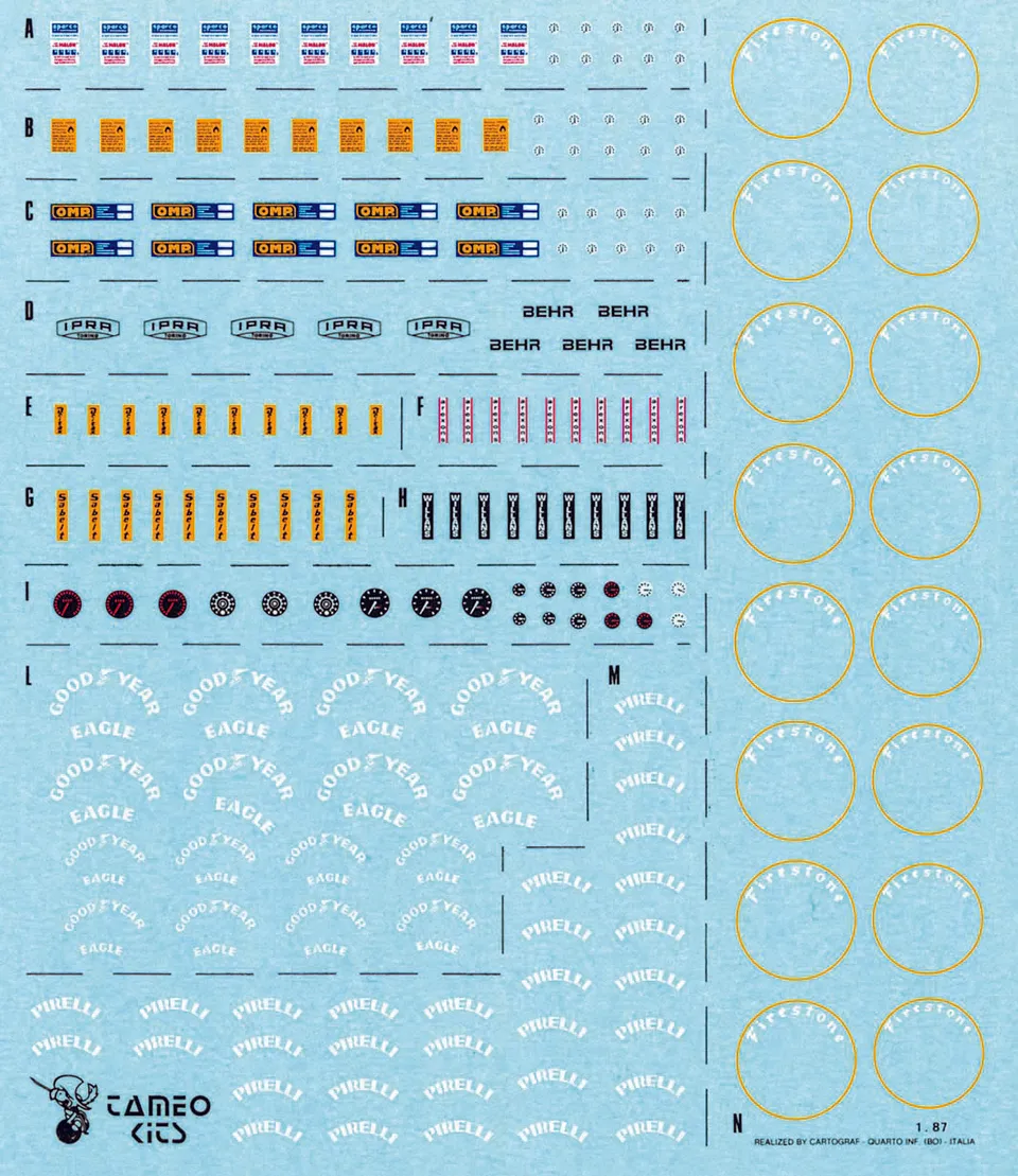 TAMEO Kits DG 01 Decal Sponsor 1/43 138 Pezzi