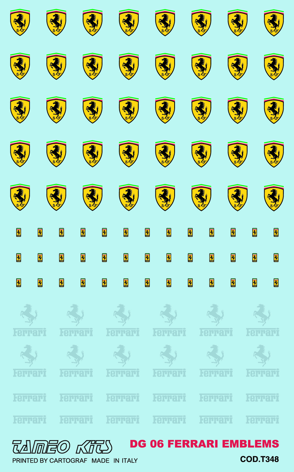 Tameo Kits DG 06 emblemi Ferrari kit dettaglio 1 pezzo