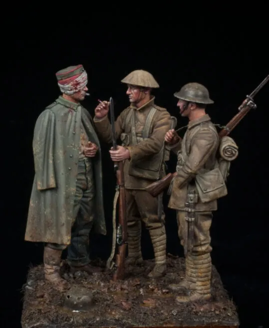 Model Cellar WWI British Infantry with Wounded German figurino WWI