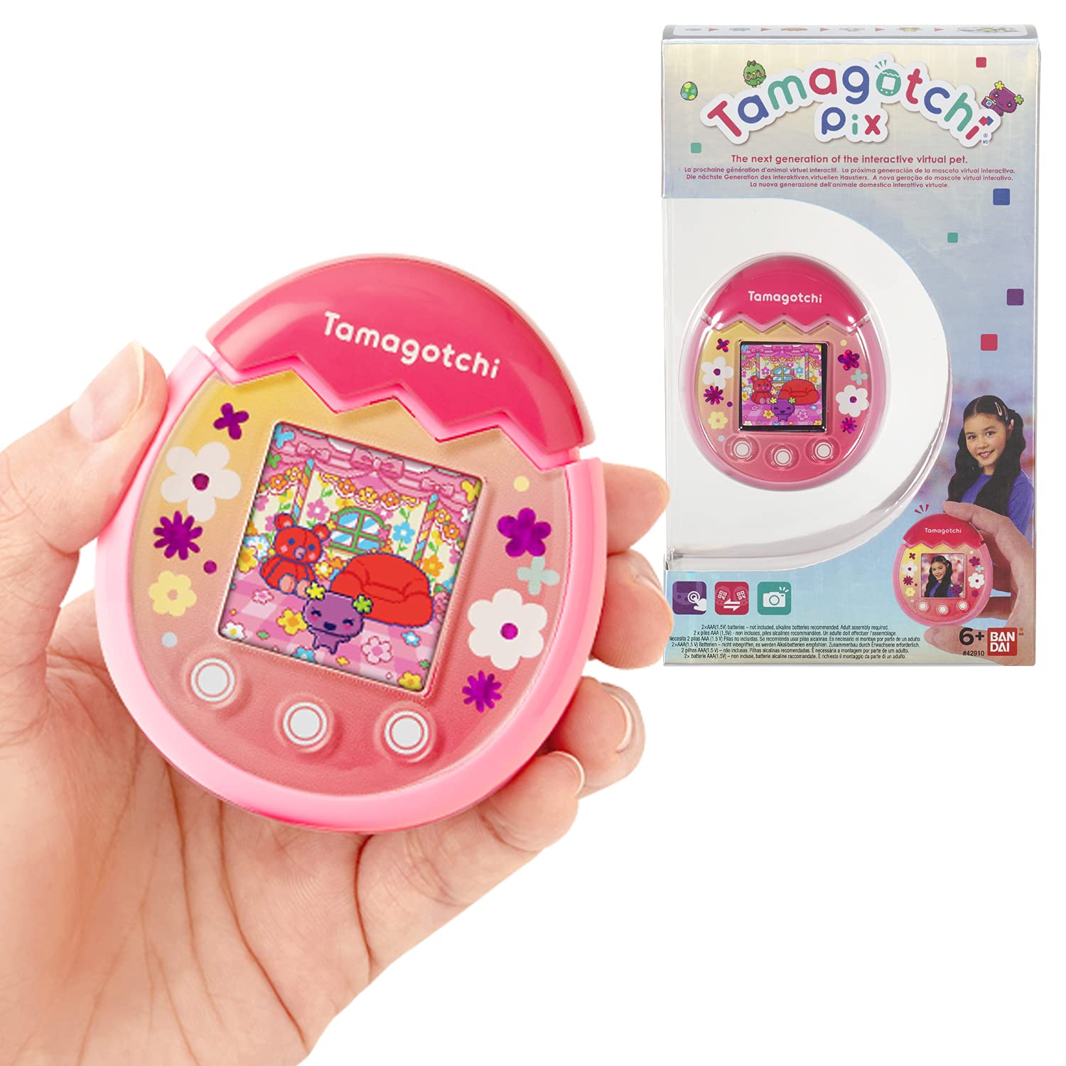 Tamagotchi Pix 42901 animale virtuale Floral rosa con fotocamera