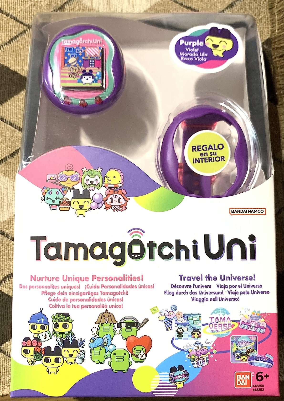 Tamagotchi Uni 43352 animale virtuale viola WiFi con cinturino