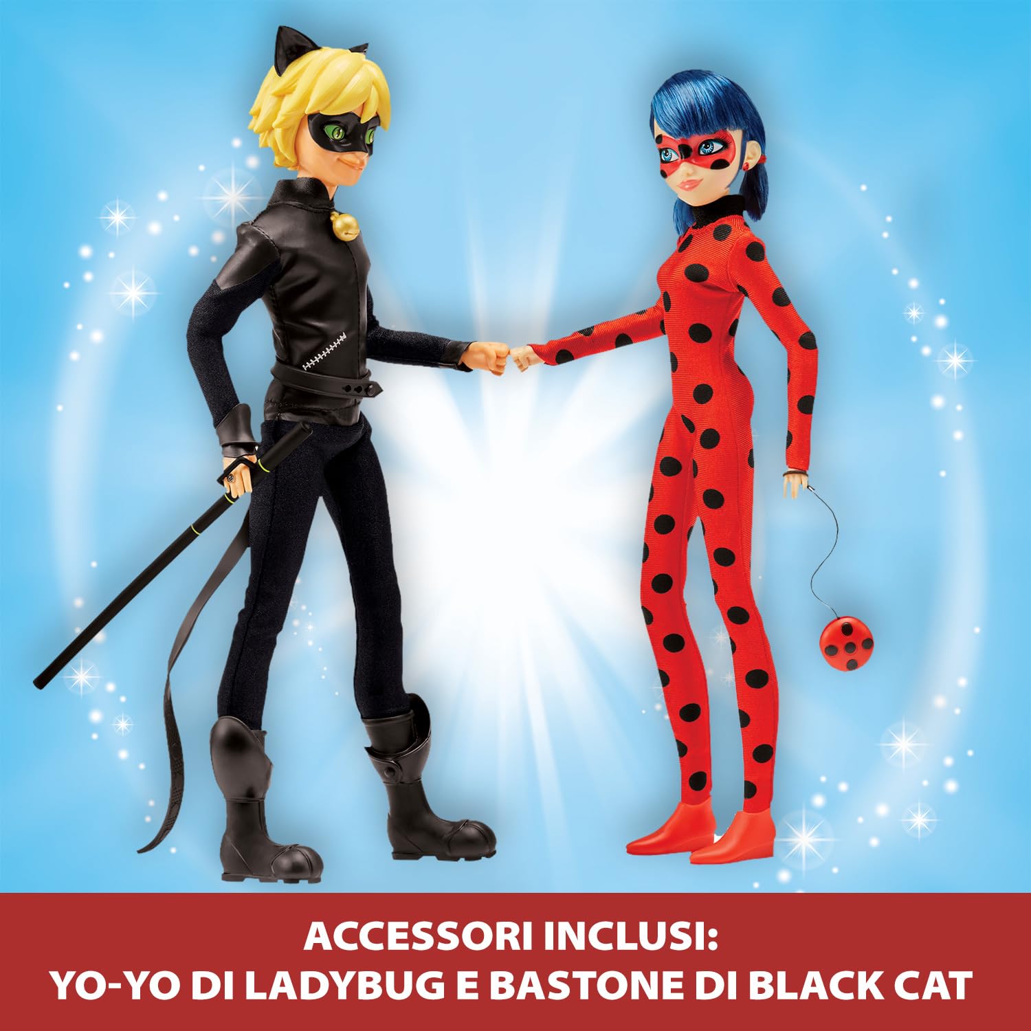 Miraculous Ladybug e Chat Noir bambole 26 cm set 2 pezzi
