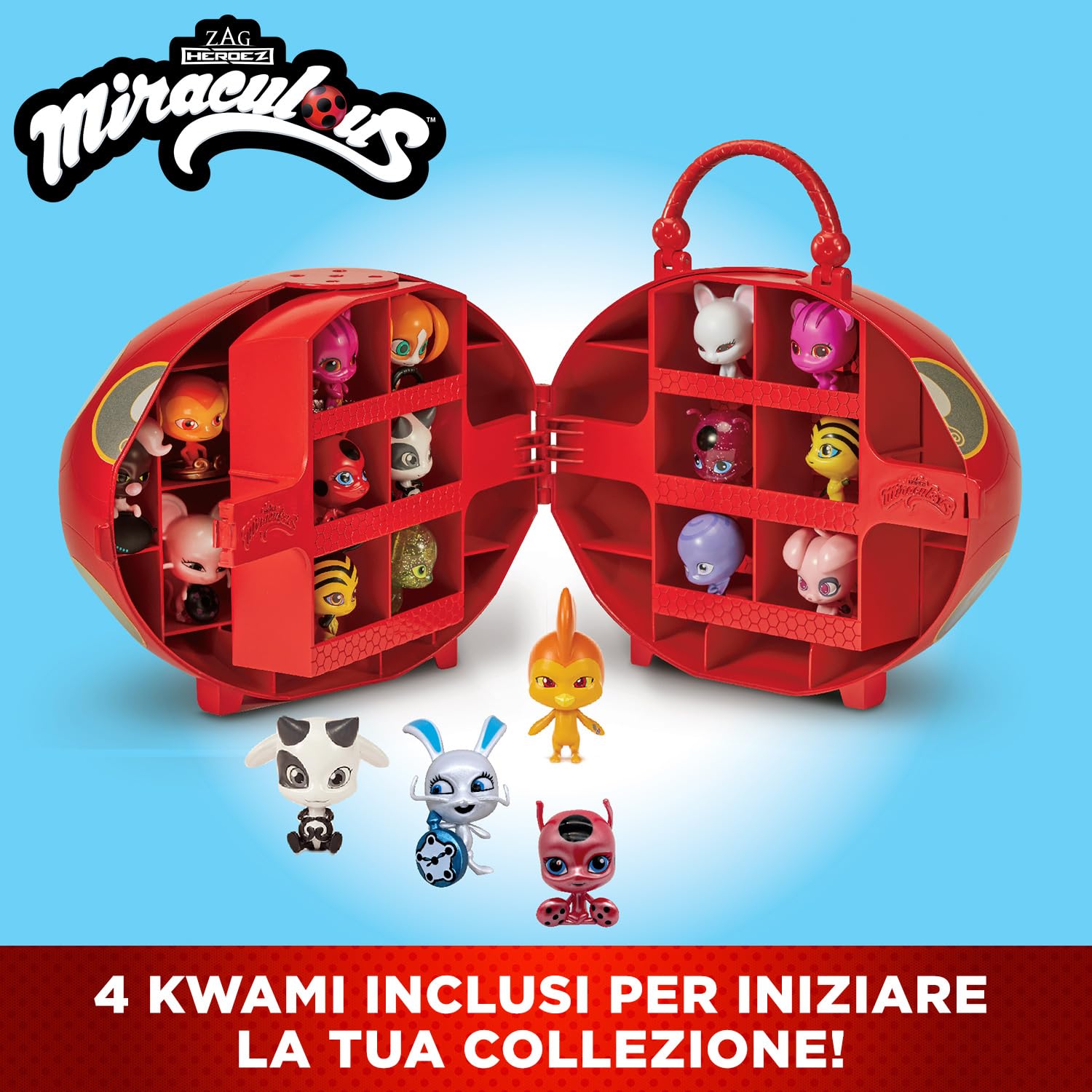 Bandai Miraculous Miracle Box valigetta 4 kwami mini-figure