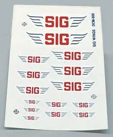 SIG Wing Decals foglio decal 6,5"x4" ali