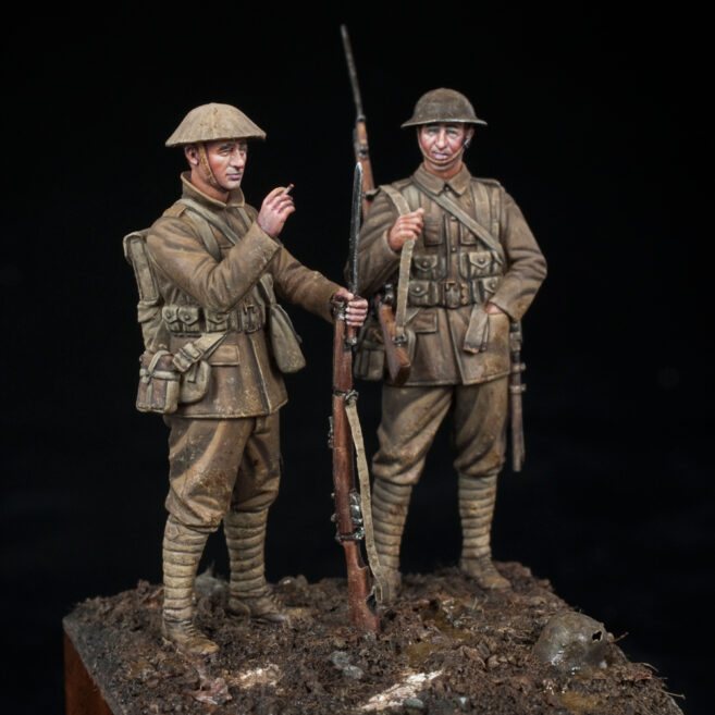 Model Cellar WWI British Infantry with Wounded German figurino WWI